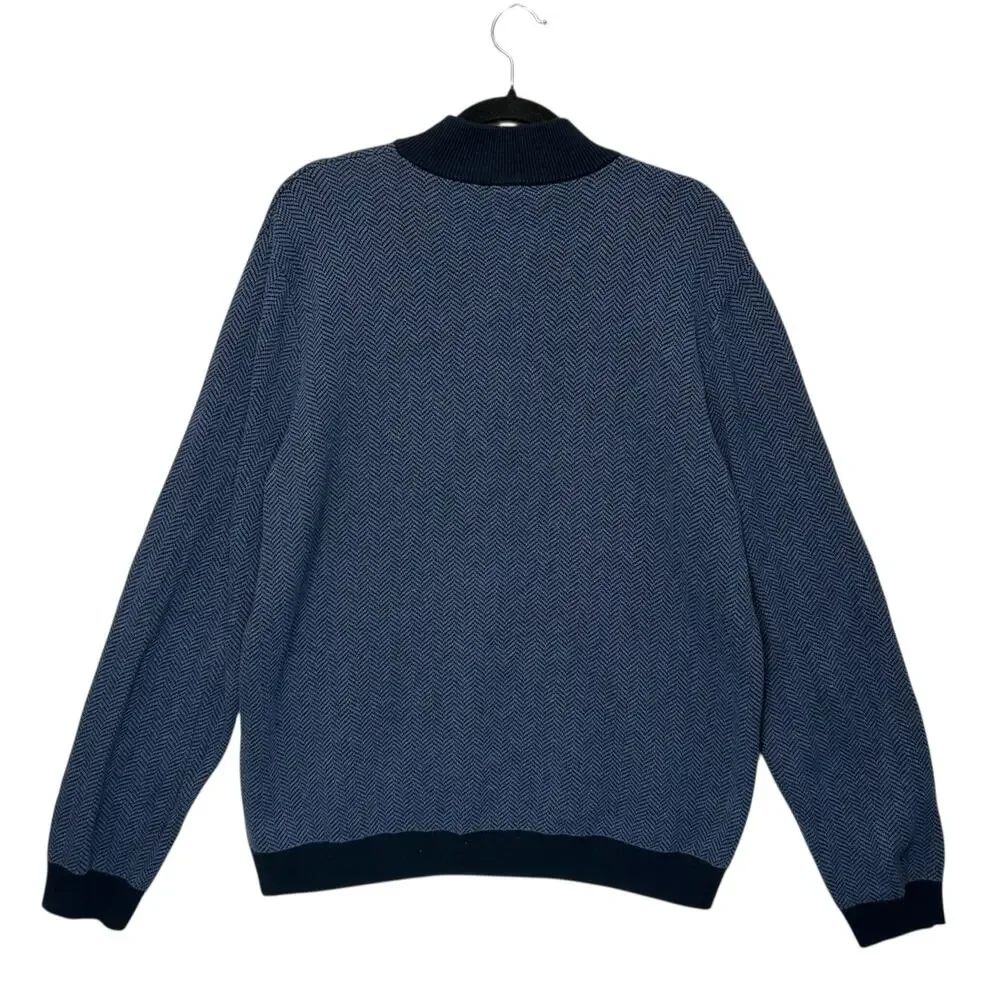 J. McLaughlin 1/4 Zip Pullover Sweater Men's Sz XL Navy Blue Coastal Prep Cotton